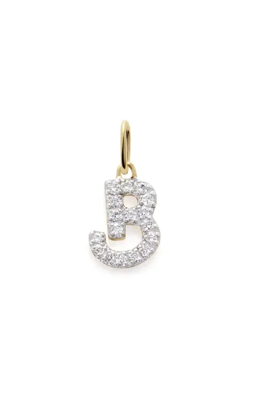 Lab Grown Diamond Initial Pendant Charm in 14K Gold by Monica Vinader
