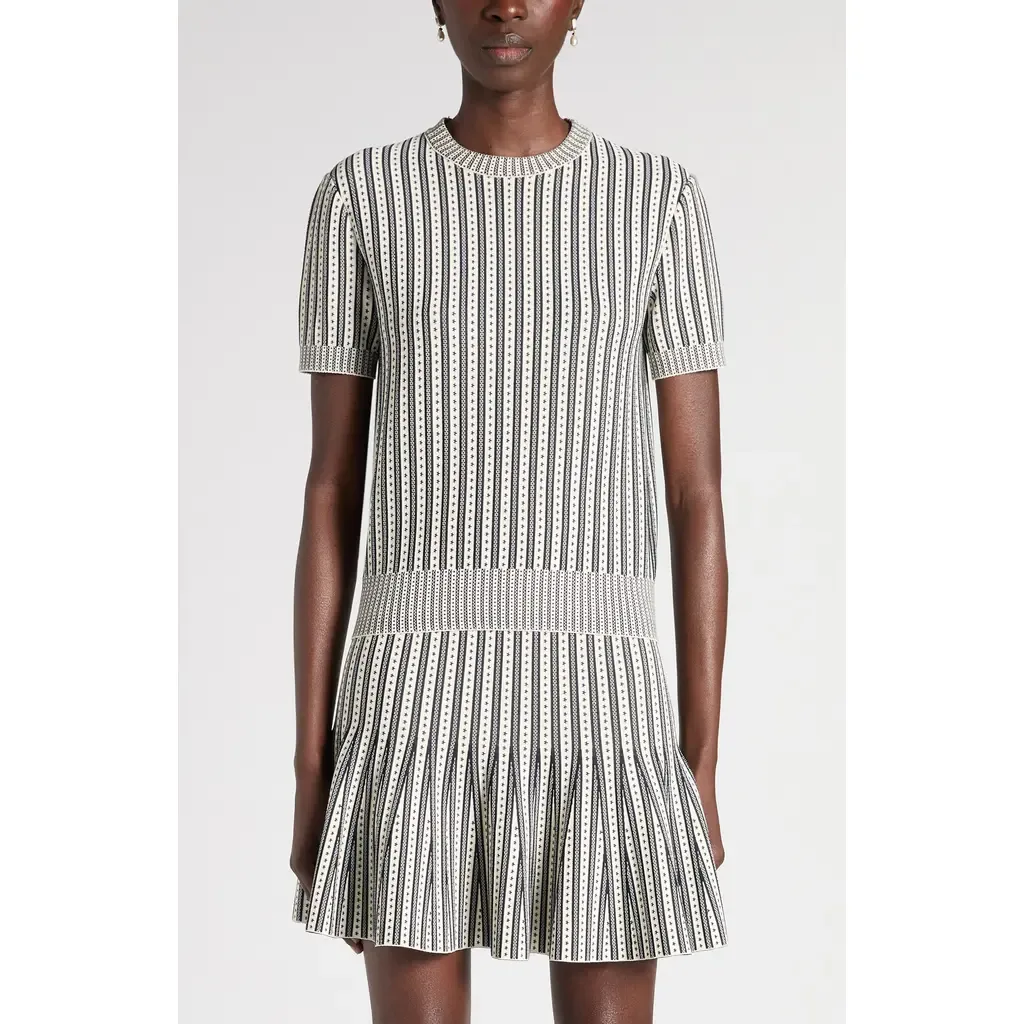 Short Sleeve Jacquard Stripe Sweater by McQueen