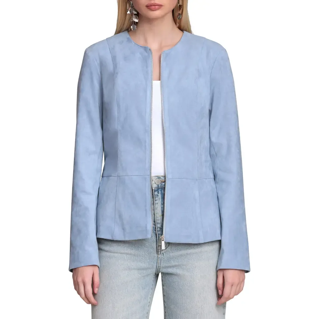 Peplum Faux Suede Jacket by Bagatelle