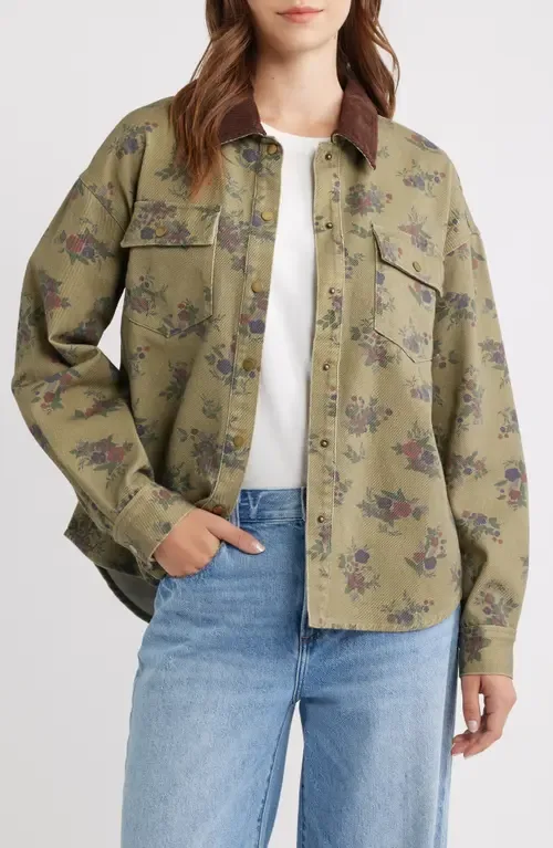 Leopard Print Cotton Denim Shacket by Thread & Supply