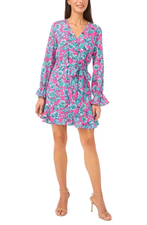 Floral Long Sleeve Shirtdress by CeCe