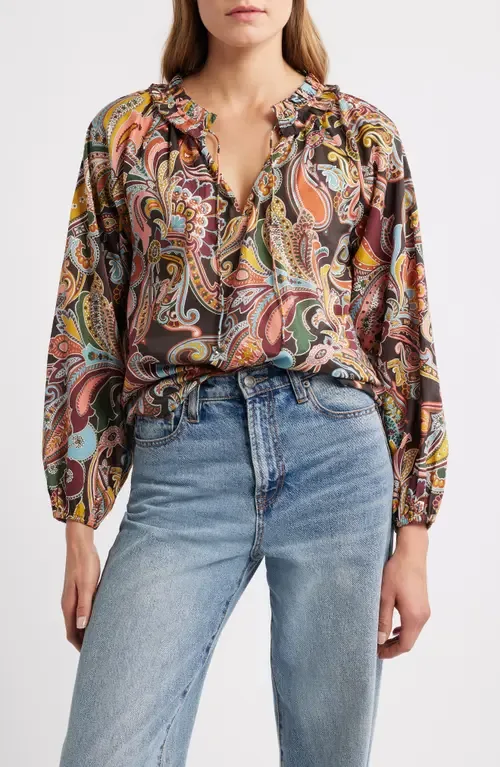 Libby Balloon Sleeve Cotton Top in Paisley Fanfare Liberty Print by LOVE THE LABEL