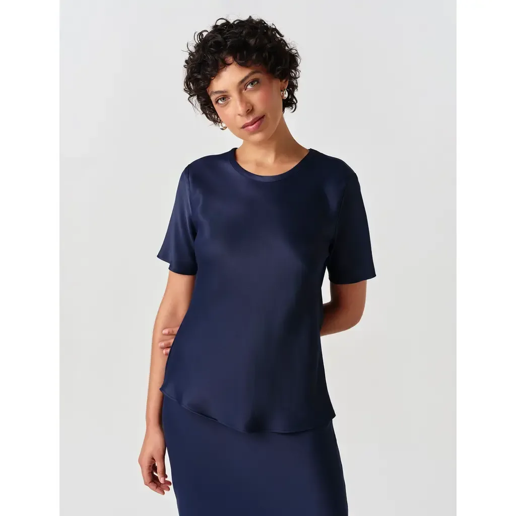 Ria Short Sleeve Satin Top by Ghost London
