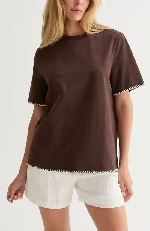 Blanket Stitch Boxy T-Shirt by CRESCENT