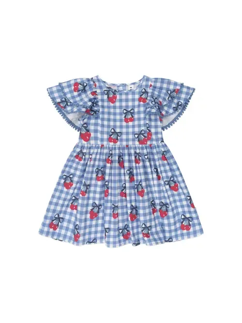 Cherry Gingham Frill Dress by Huxbaby