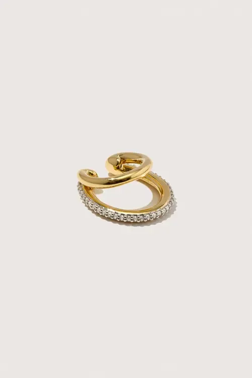14kt Gold Vermeil Pave Double Ear Cuff by Otiumberg