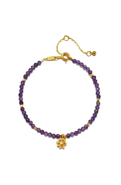 Amethyst Lotus February Birthstone Bracelet by Satya Jewelry