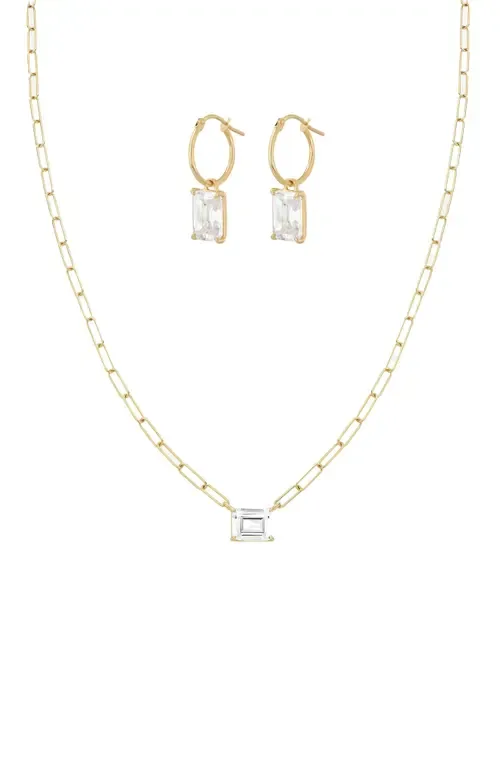 Sterling Silver 18k Gold Plated Lena Sparkle Necklace & Earring Set Daily Wear by Bearfruit Jewelry