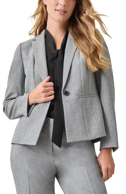 Stretch Crepe One-Button Blazer by KASPER