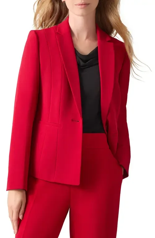 Stretch Crepe One-Button Blazer