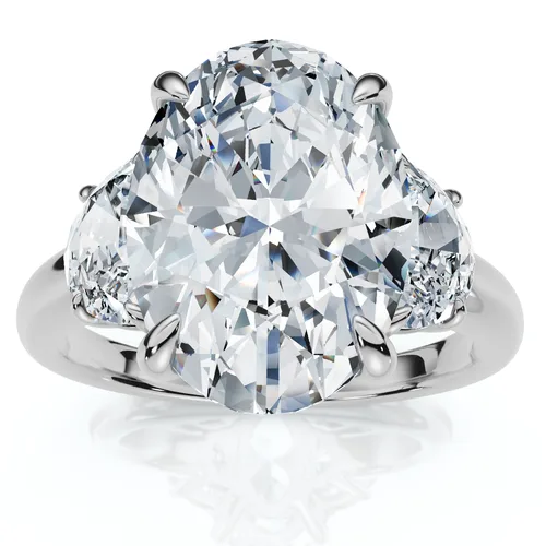 Certified Joanna 4 3/4Ct Oval & Half Moon Diamond Engagement 14k Gold Lab Grown by Bliss Diamond