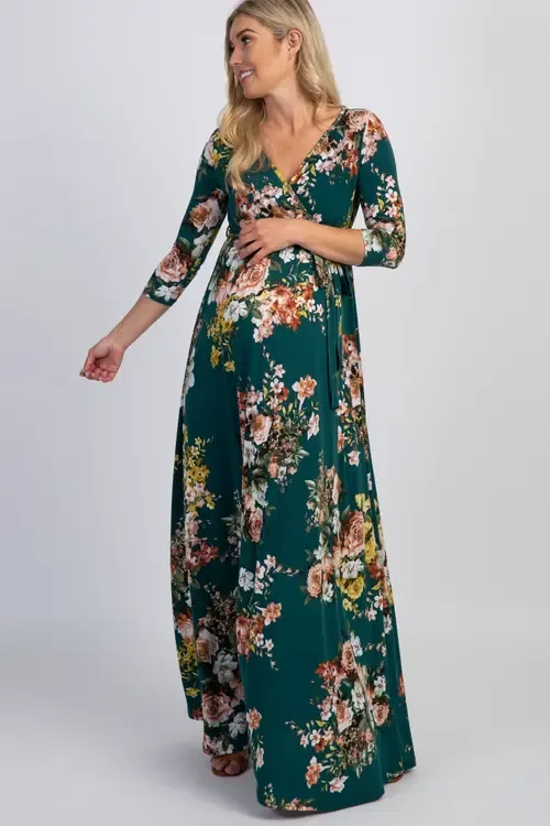 Rose Print Sash Tie Maxi Dress by PinkBlush