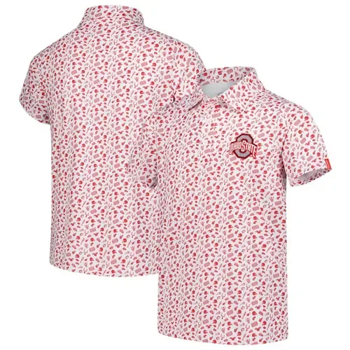 Garb White/Scarlet Ohio State Buckeyes Tom Allover Print Performance Polo by GARB