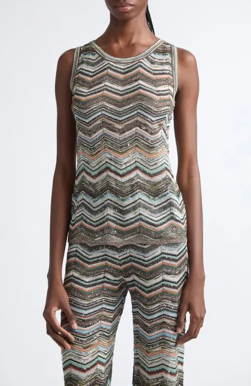 Sequin Metallic Jacquard Sleeveless Sweater by Missoni