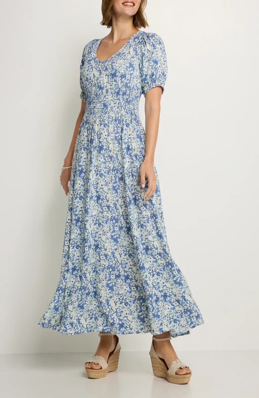 Floral Puff Sleeve Maxi Dress