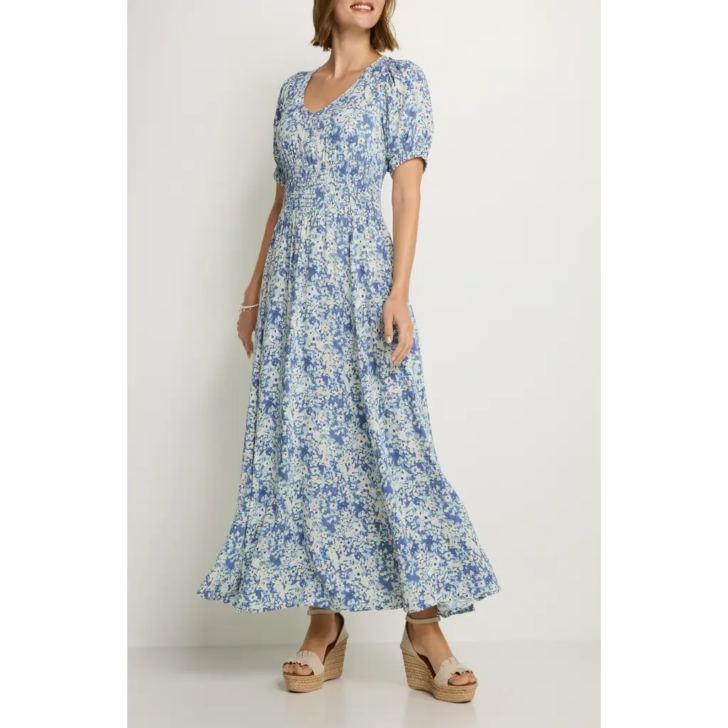 Floral Puff Sleeve Maxi Dress by LASCANA