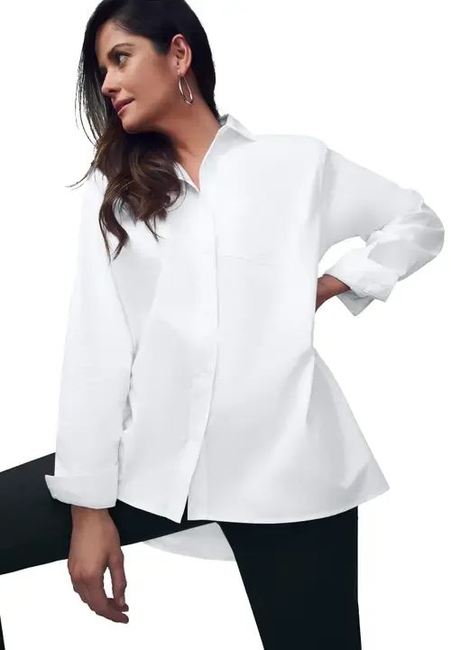 Stretch Cotton Oversized Poplin Shirt by Jessica London