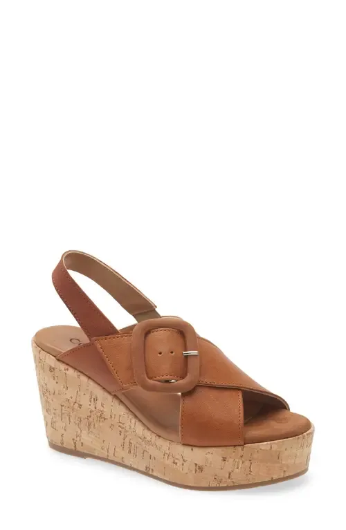 Dustin Slingback Platform Wedge Sandal in Cuoio Leather by Cordani