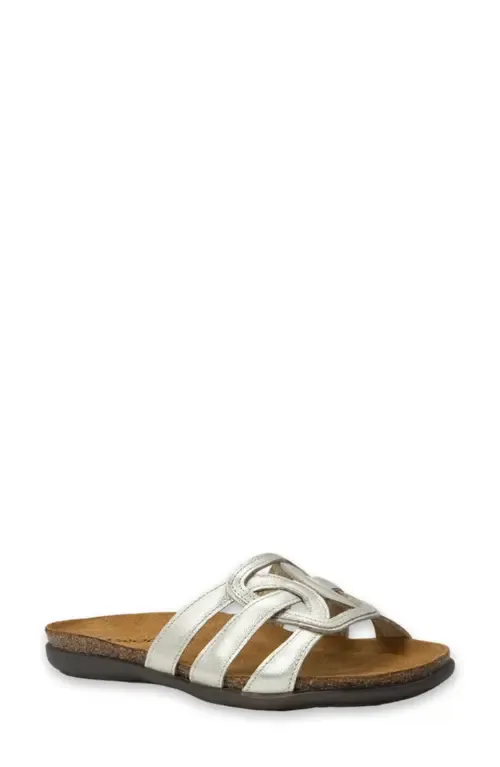 Liv Slide Sandal in Radiant Gold Leather by Naot