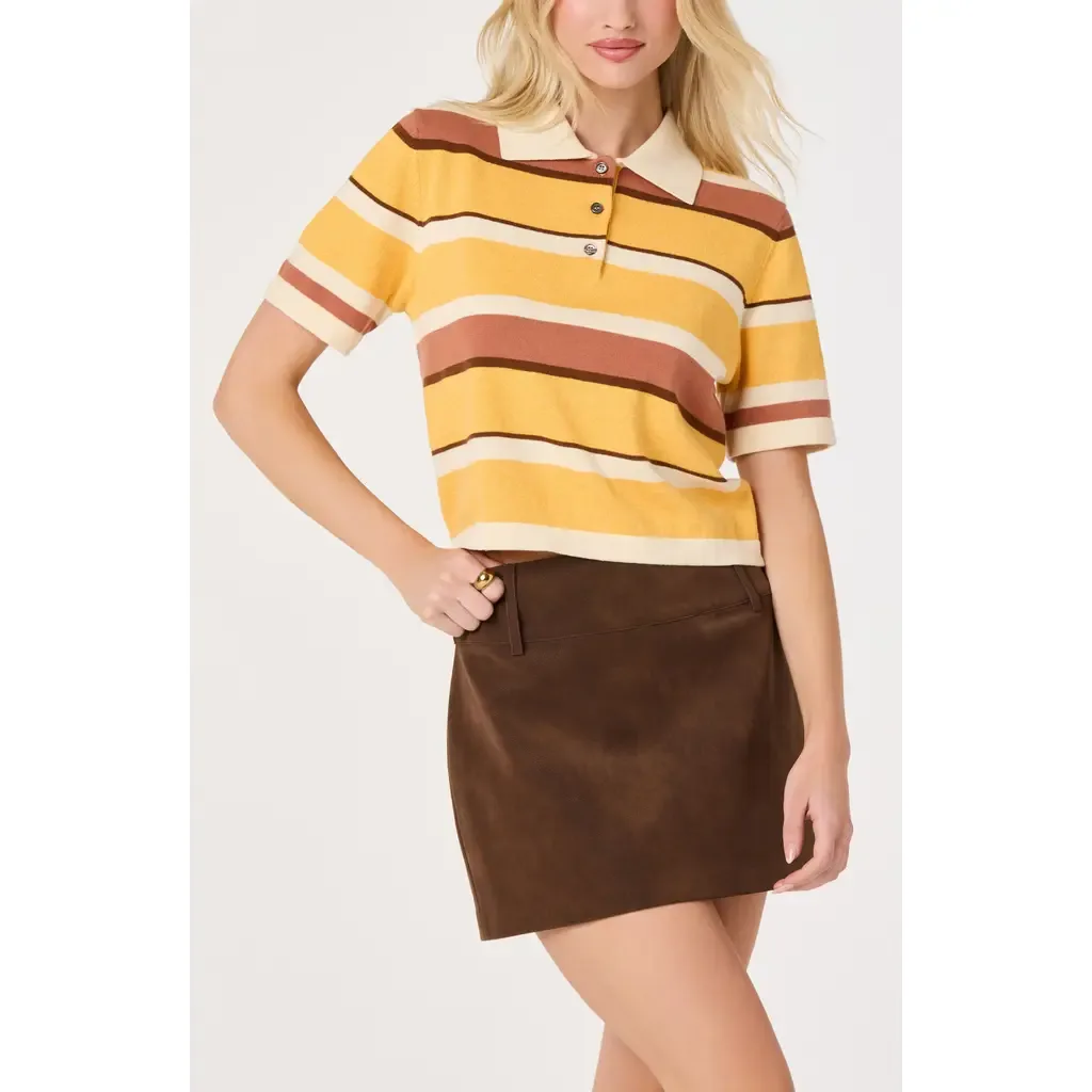 Brooklyn Stripe Short Sleeve Sweater Polo by ASTR the Label