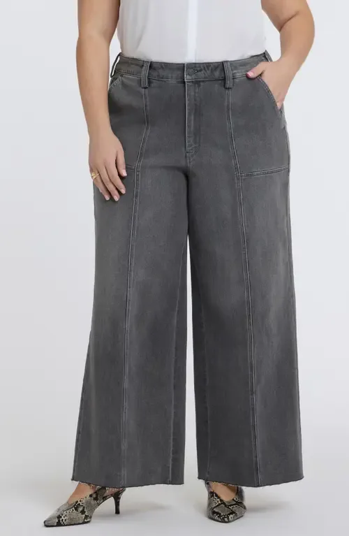 Simone Seamed Raw Hem High Waist Wide Leg Jeans by NYDJ