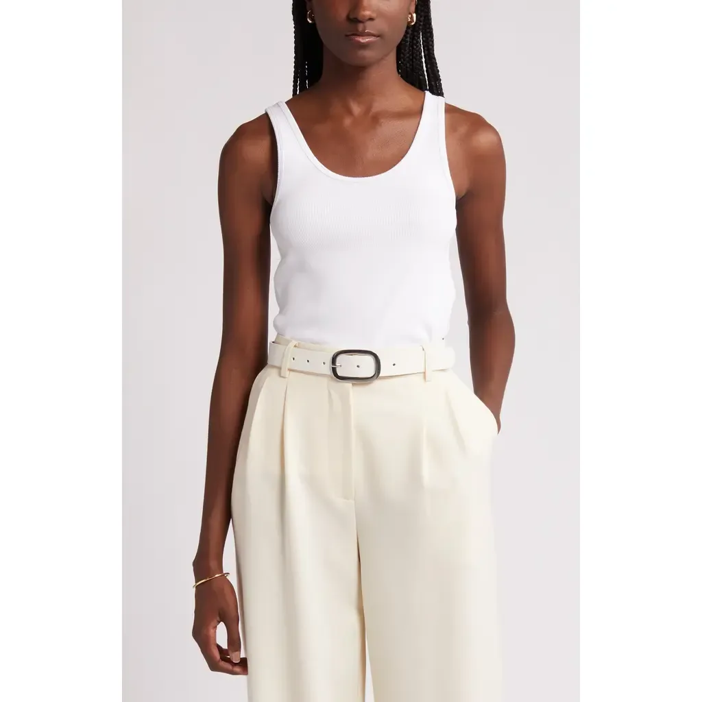Rib Scoop Neck Cotton Tank by Nordstrom