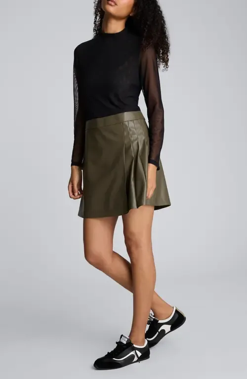 Jodie Long Sleeve Mixed Media Faux Leather Minidress by Kenneth Cole