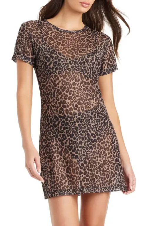 Crewneck Sheer Mesh Cover-Up Minidress by Sanctuary