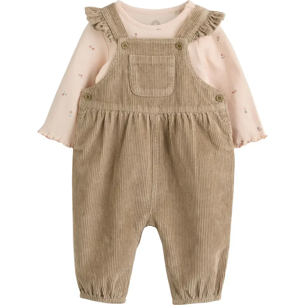 Frill Corduroy Dungaree & Bodysuit Set by NEXT
