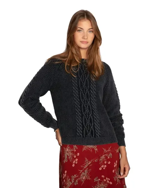 Hudson Street Cable Garment Dyed Sweater by Belle & Bloom
