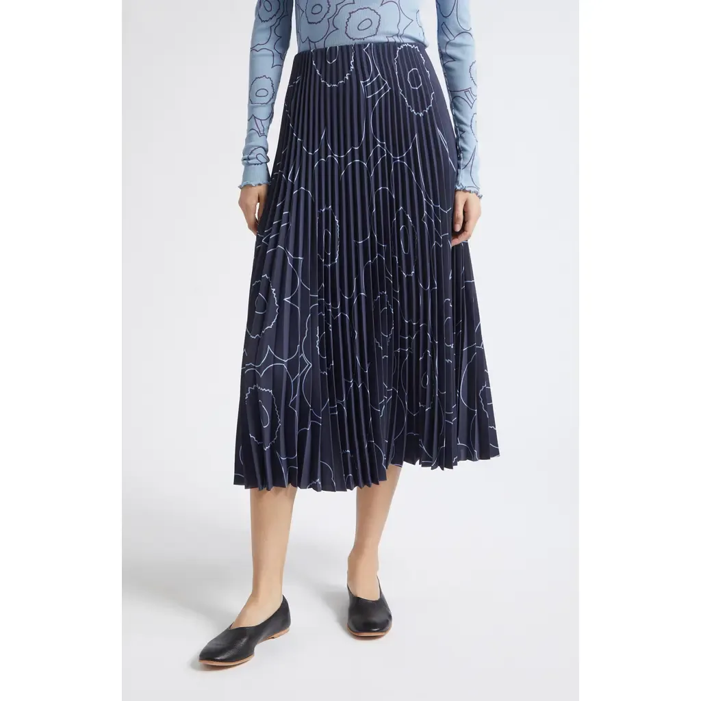 Pii Piirto Unikko Pleated Midi Skirt by Marimekko