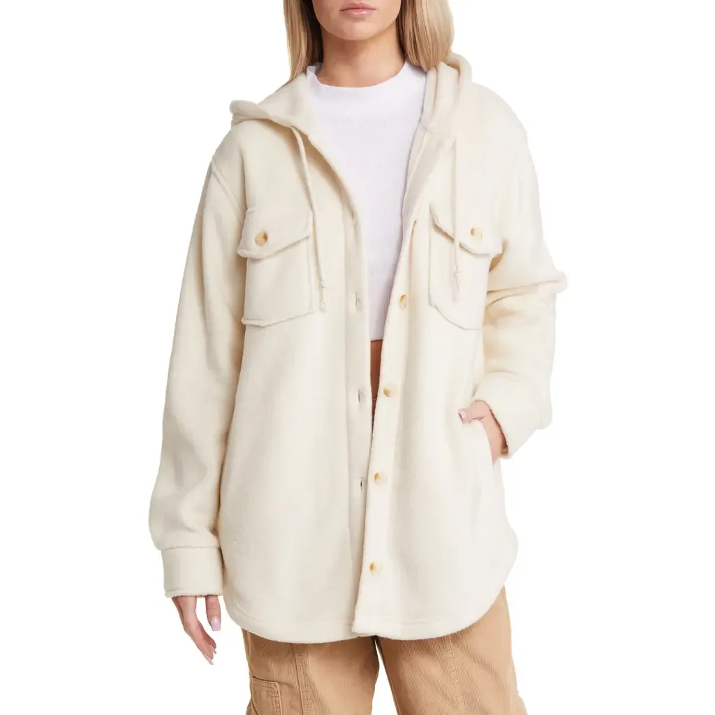 Hooded Fleece Shacket by Thread & Supply