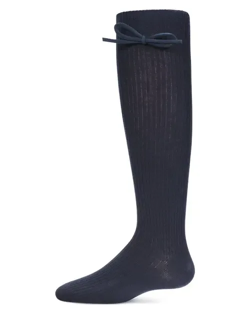 Ribbed Bow Knee-High Socks by MeMoi