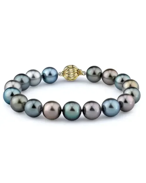 10-11mm Tahitian South Sea Multicolor Pearl Bracelet - Premier AAAA Quality