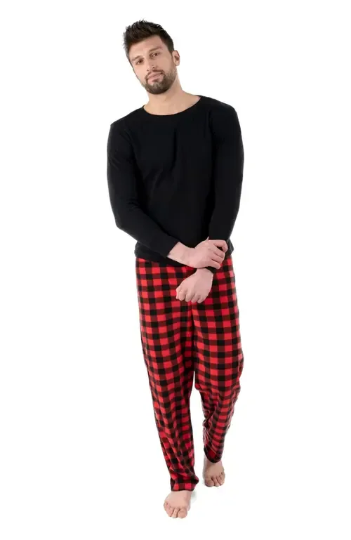 Cotton Top & Fleece Pants Printed Matching Family Holiday Pajama Set by Leveret