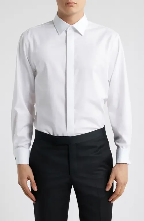Traditional Fit Non-Iron White Cotton Tuxedo Shirt by Nordstrom