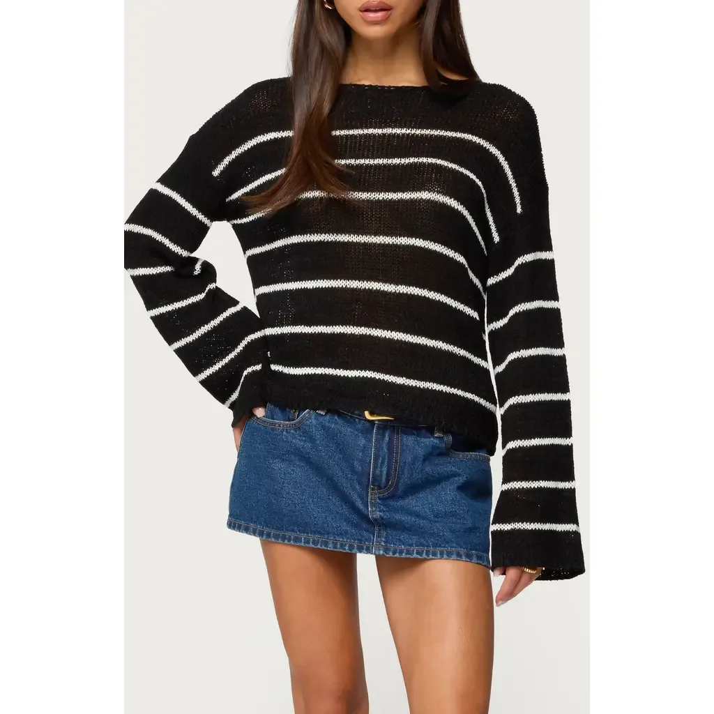 Stripe Drop Shoulder Sweater by EDIKTED