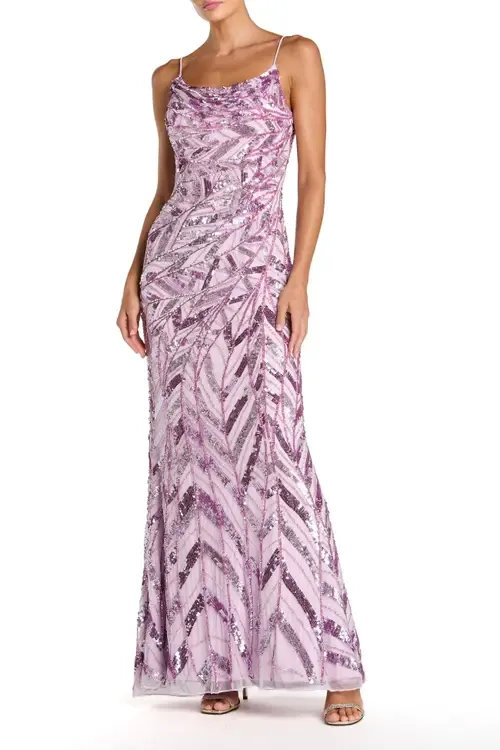 Sleeveless Cowl Back Embellished Gown by Mac Duggal