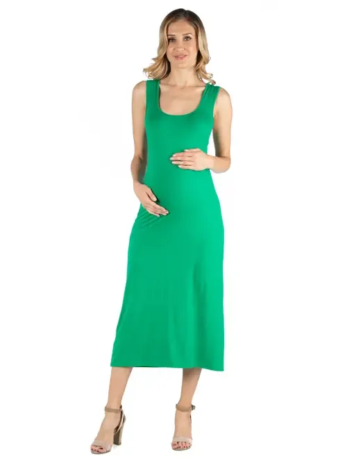 Maternity Scoop Neck Maxi Dress with Racerback Detail
