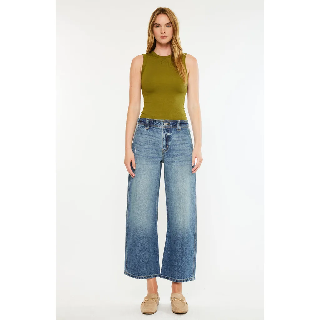 Bells Mid Rise Loose Barrel Jeans by KanCan