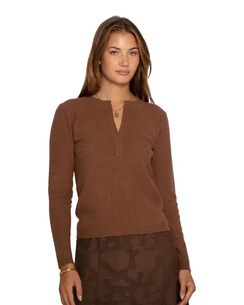 Frankie Textured Knitted Long Sleeve Top by Belle & Bloom