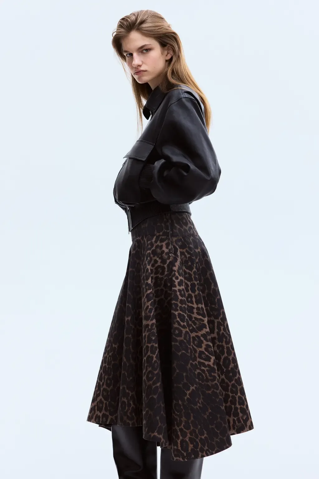 Flared Twill Skirt