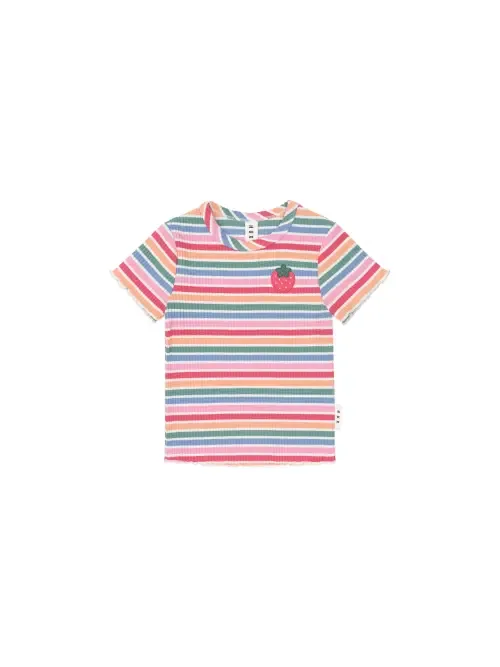 Tutti Frutti Stripe Rib Tee by Huxbaby