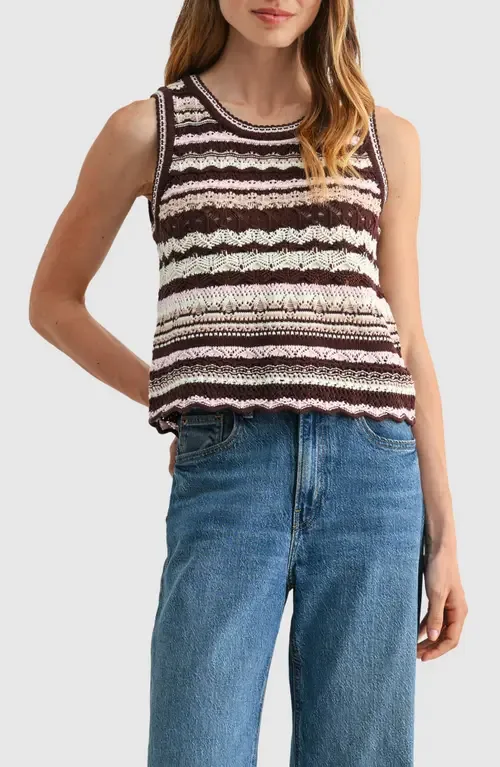 Striped Crochet Sleeveless Top by All in Favor