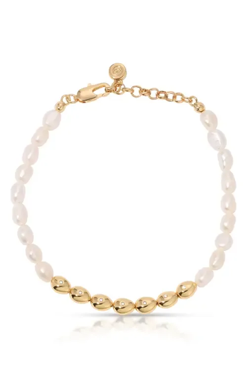 Freshwater Pearl & Pebble Beaded Bracelet by Ettika