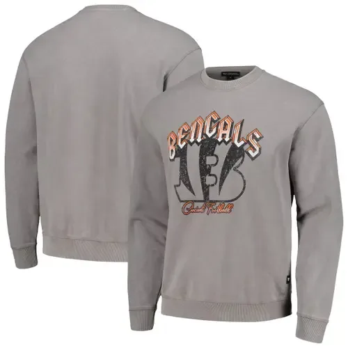 The Wild Collective Gray Cincinnati Bengals Distressed Pullover Sweatshirt by THE WILD COLLECTIVE