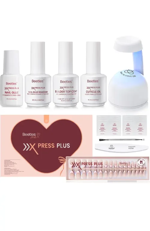 Medium Almond French Tip Press on Nail Studio Kit by Beetles