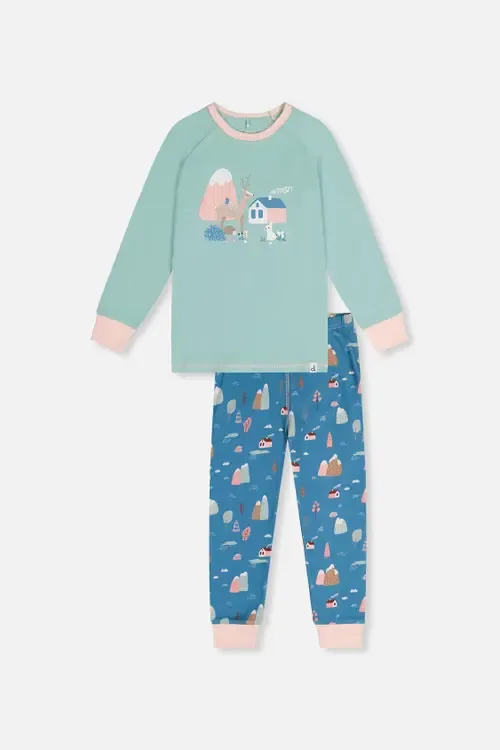 House Organic Cotton Top Pants Two Piece Pajama Set by Deux par Deux