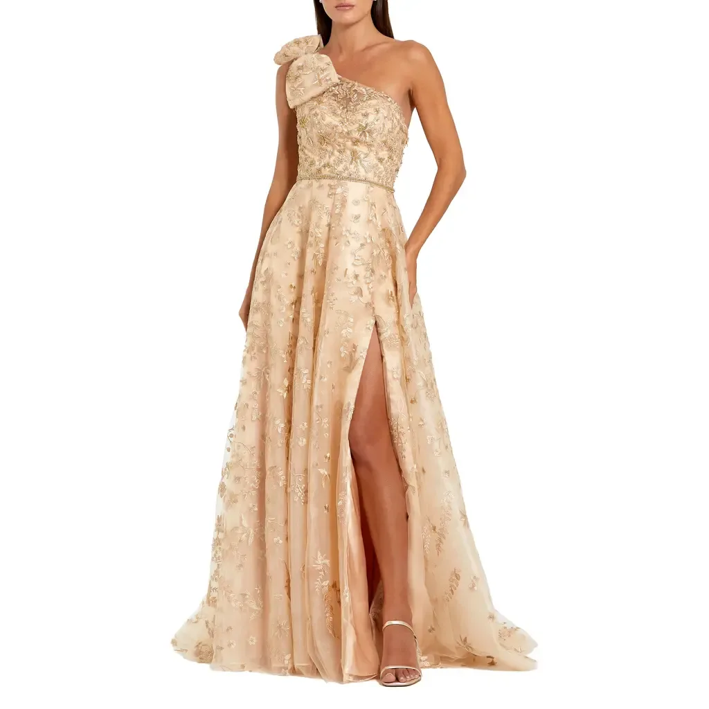 Embellished Bow One Shoulder a Line Gown by Mac Duggal