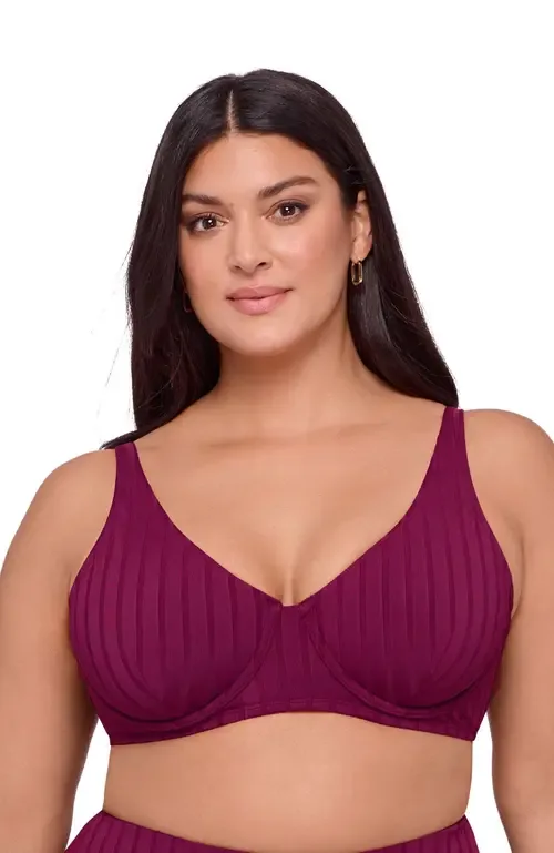 Supportive and Sculpting Wide Ribbed Tall Underwire Bikini Swimsuit Top
